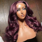 Sugar Plum Color Glueless Burgundy Loose Wave Lace Frontal Wig 200% Density